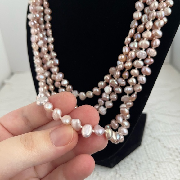 Baroque Blush Genuine Freshwater Pearl Necklace - Picture 8 of 12